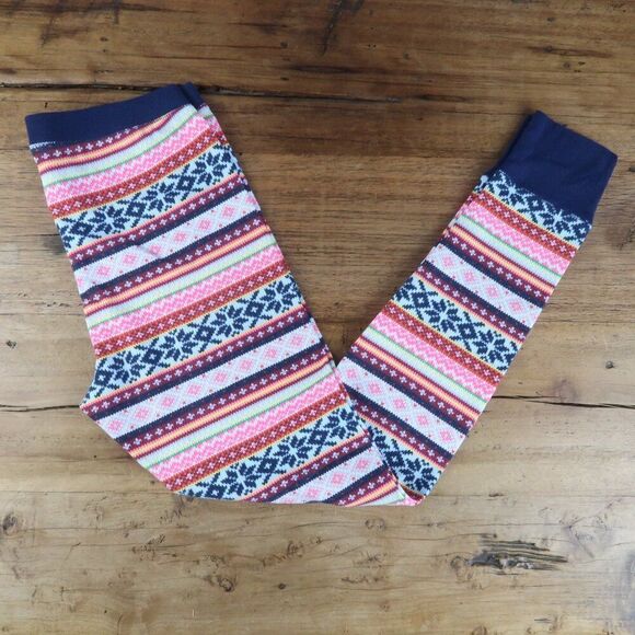 OLD NAVY BLUE WITH MULTI COLOR WINTER DESIGN THERMAL PAJAMA PANTS SIZE MEDIUM - Picture 1 of 7